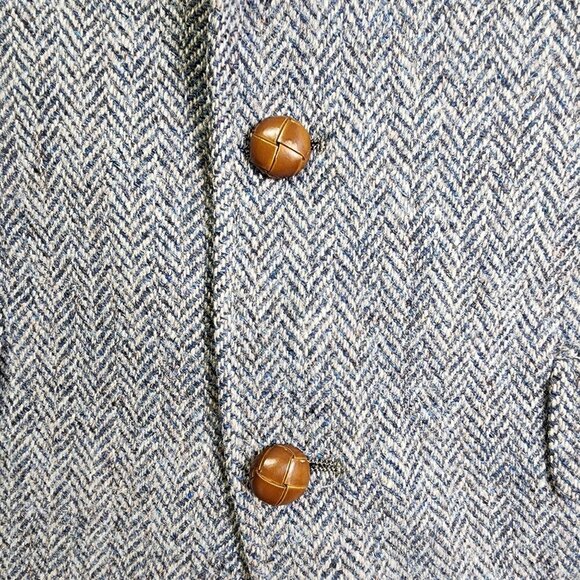 Mens Harris Tweed Wool Blazer Nordstrom Handwoven Scottish Herringbone Gray Size - Picture 8 of 12